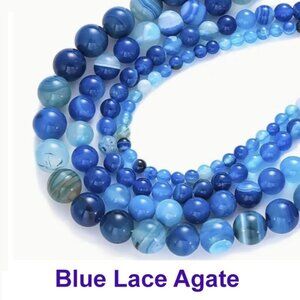 Blue Lace Agate Beads    15" strand